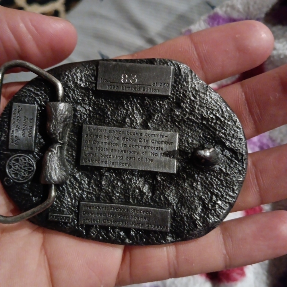 Vintaga 1890 , 1990 no mens land nomore  Oklahoma  Buckle - Picture 4 of 8